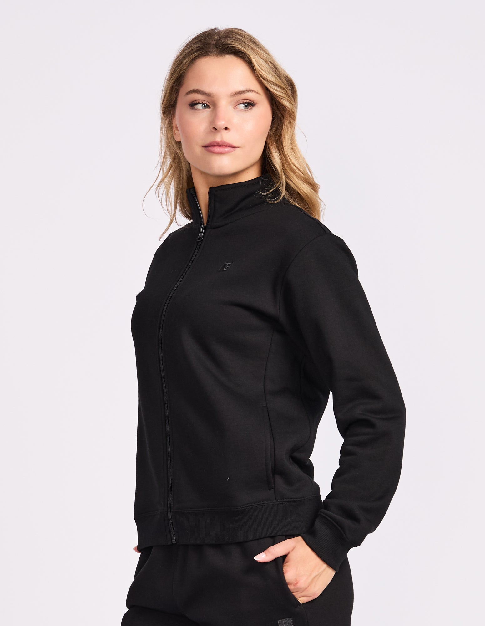 R Logo Trucker Zip Through Womens Jacket - Black