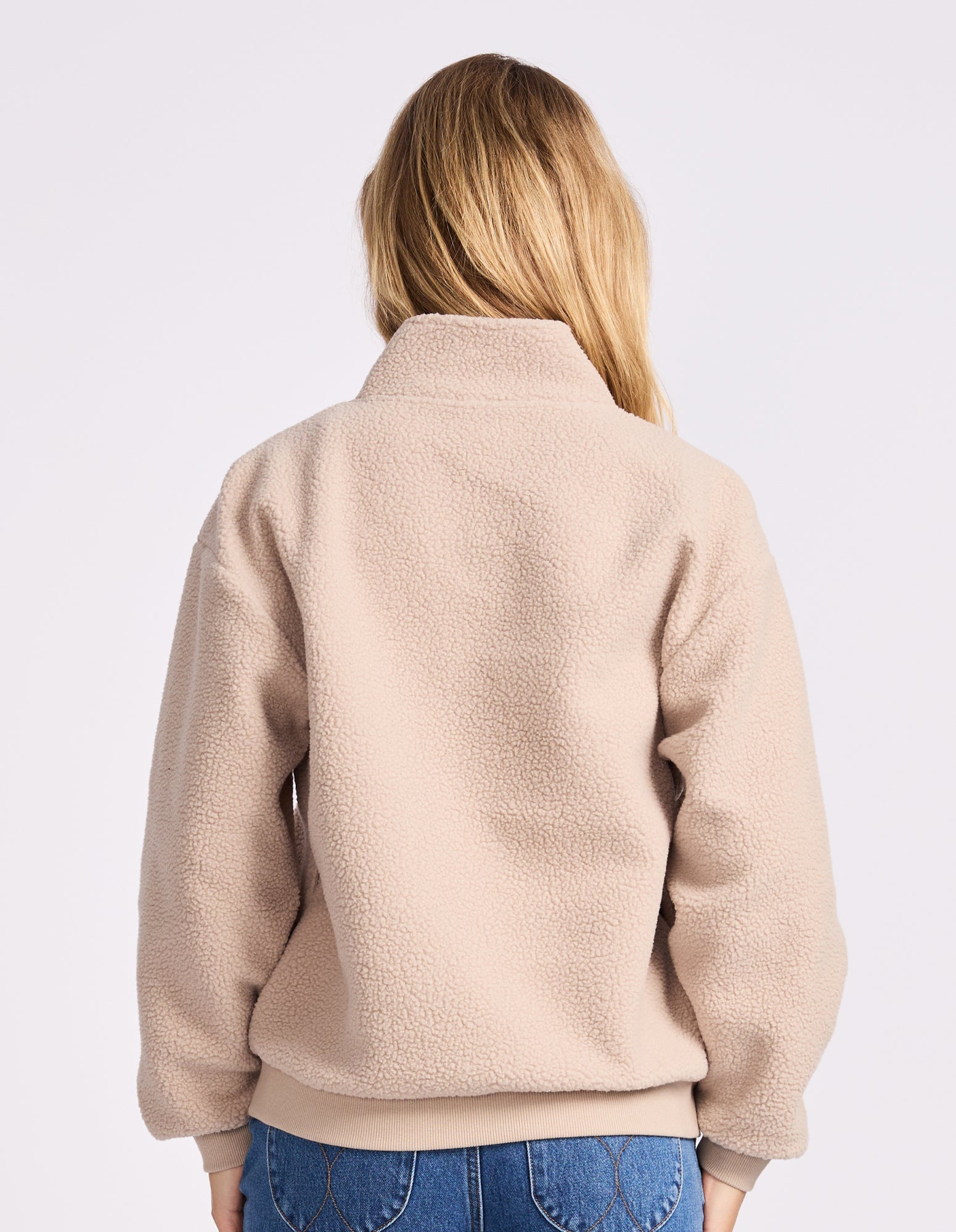 R Logo Sherpa Quarter Zip - Biscuit