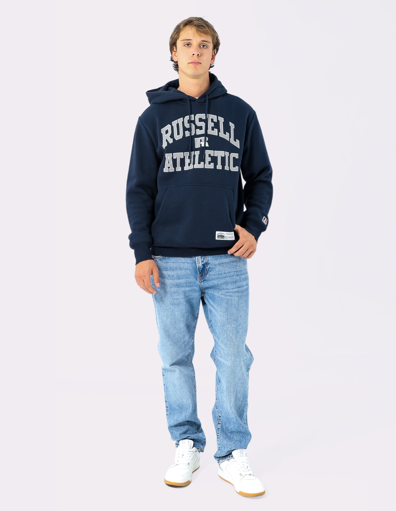Mens Eagle Arch Two Tone Hoodie - Michigan Navy
