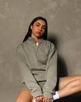 Russell Athletic Australia Women's R Logo Quarter Zip Fleece - Shadow True Since 1902