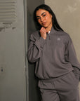 Russell Athletic Australia Women's R Logo Quarter Zip Fleece Top - Shark True Since 1902