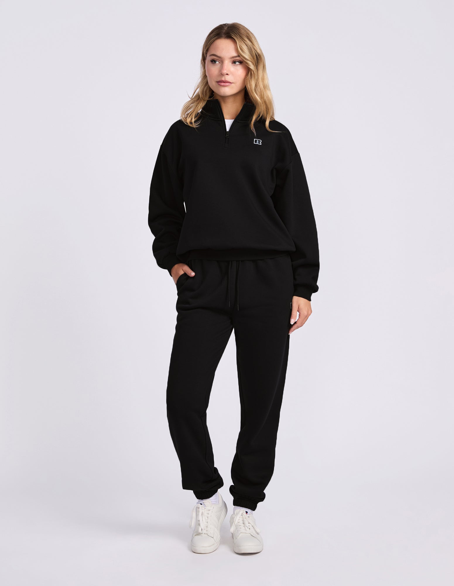 R Logo Women's Quarter Zip - Black