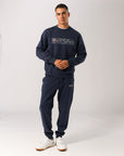 Russell Athletic Australia Men's Keyline Bar Logo Cuff Trackpant - Navy Marle True Since 1902