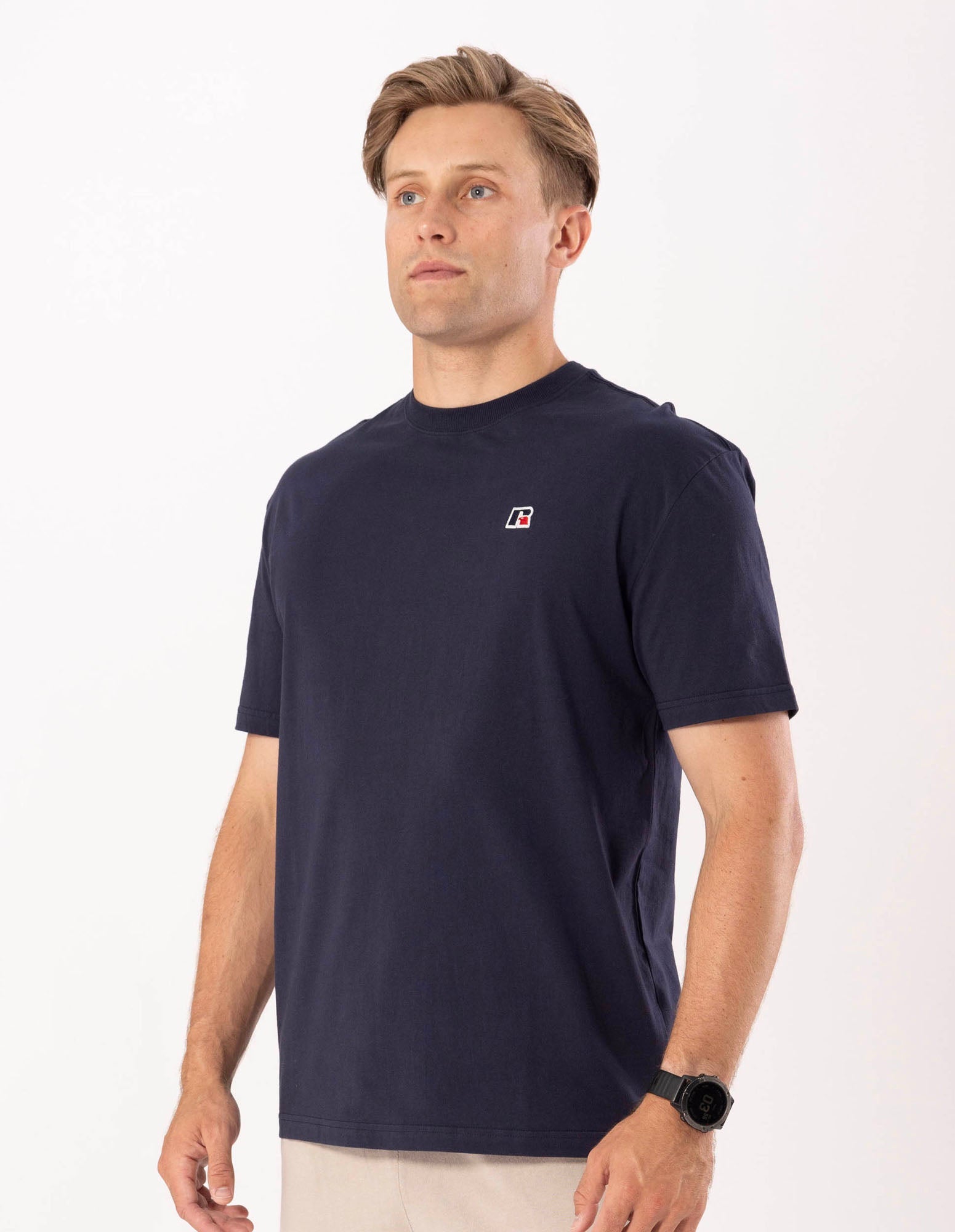 Russell Athletic Australia Mens R Logo Oversize Tee - Michigan Navy True Since 1902