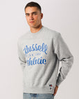 Russell Athletic Australia Men's Script Arch Crew Sweat - Grey Marle True Since 1902