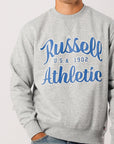 Russell Athletic Australia Men's Script Arch Crew Sweat - Grey Marle True Since 1902