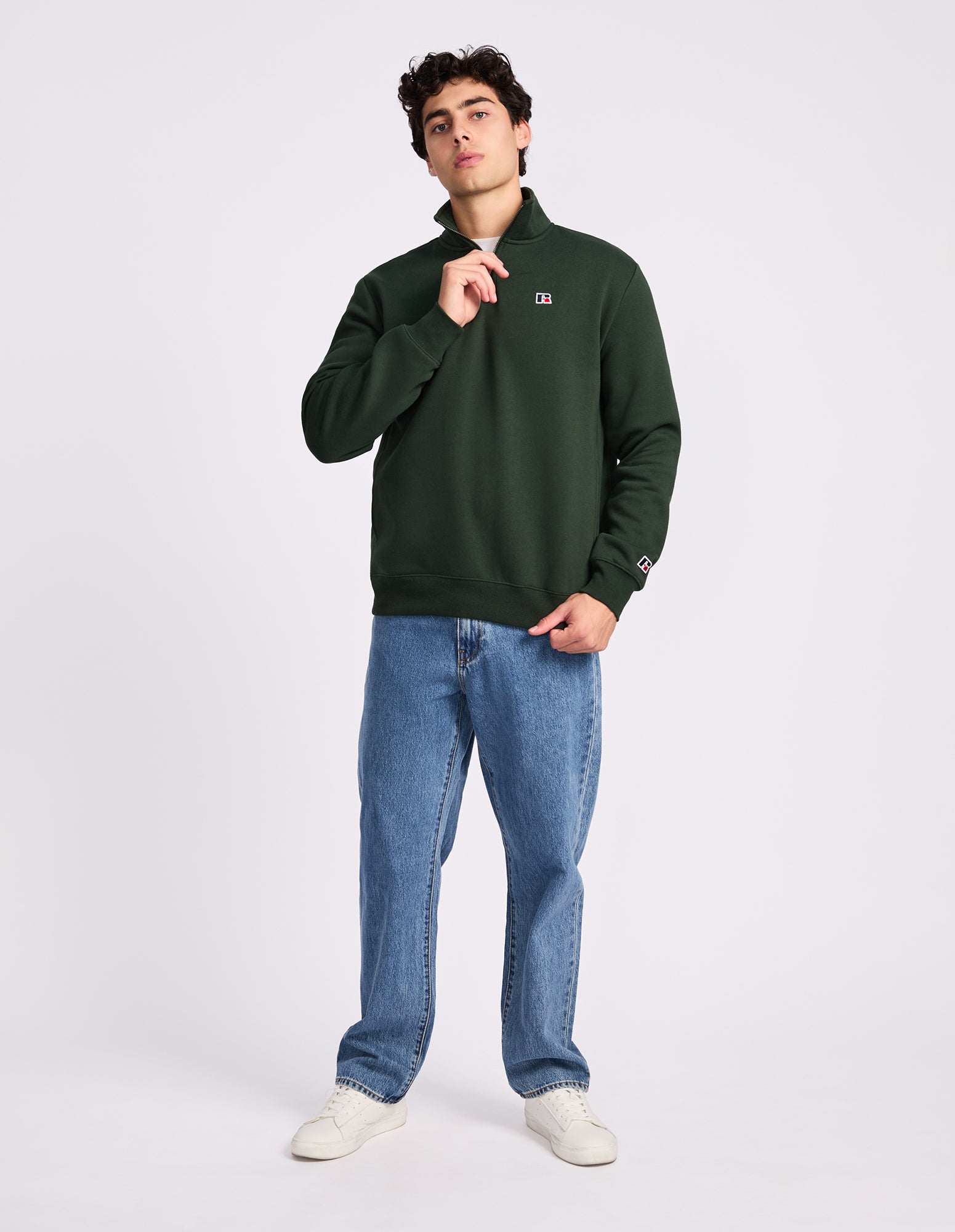 R Logo Men's Quarter Zip - Dark Forest