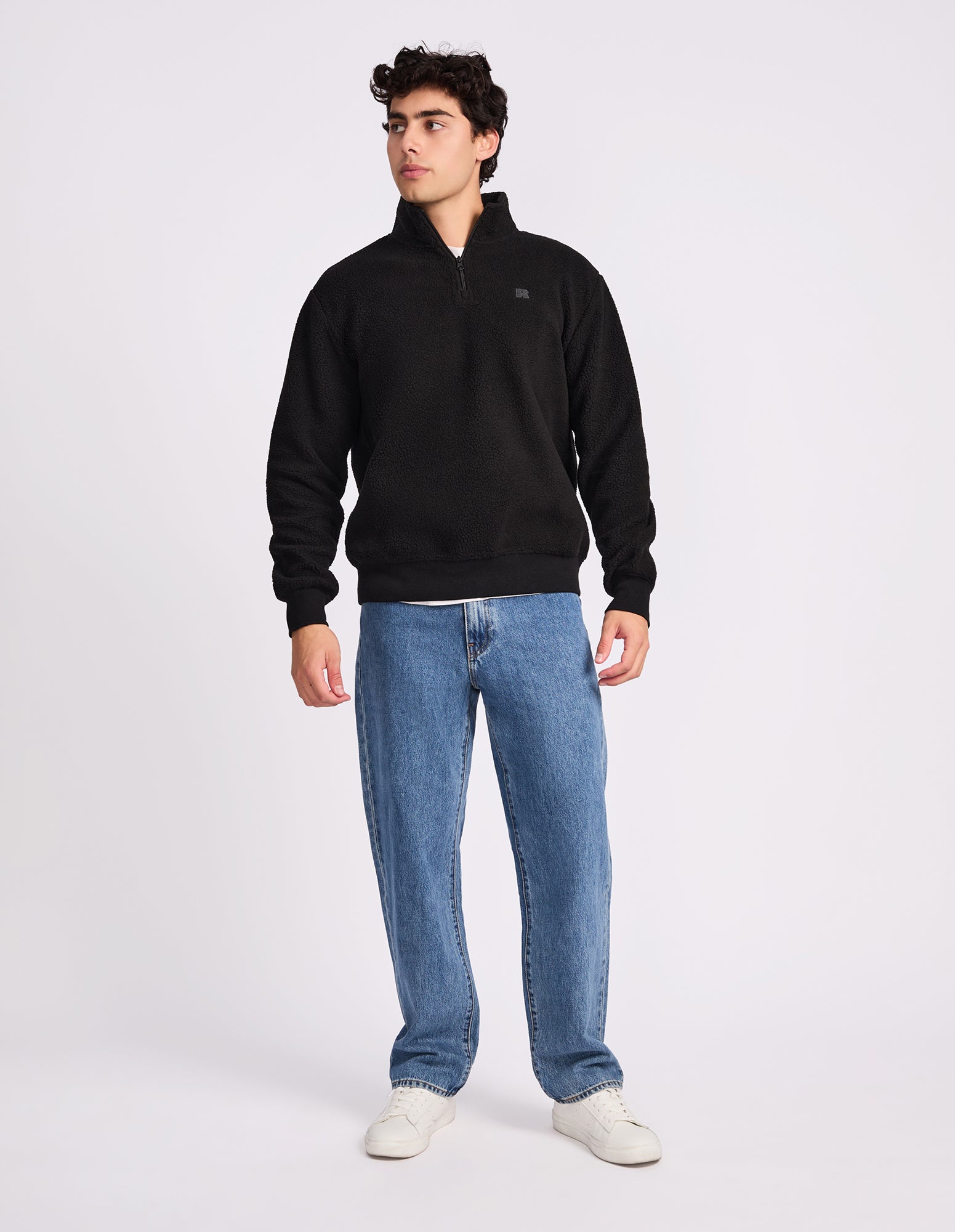 Brooklyn Sherpa Mens Quarter Zip - Black