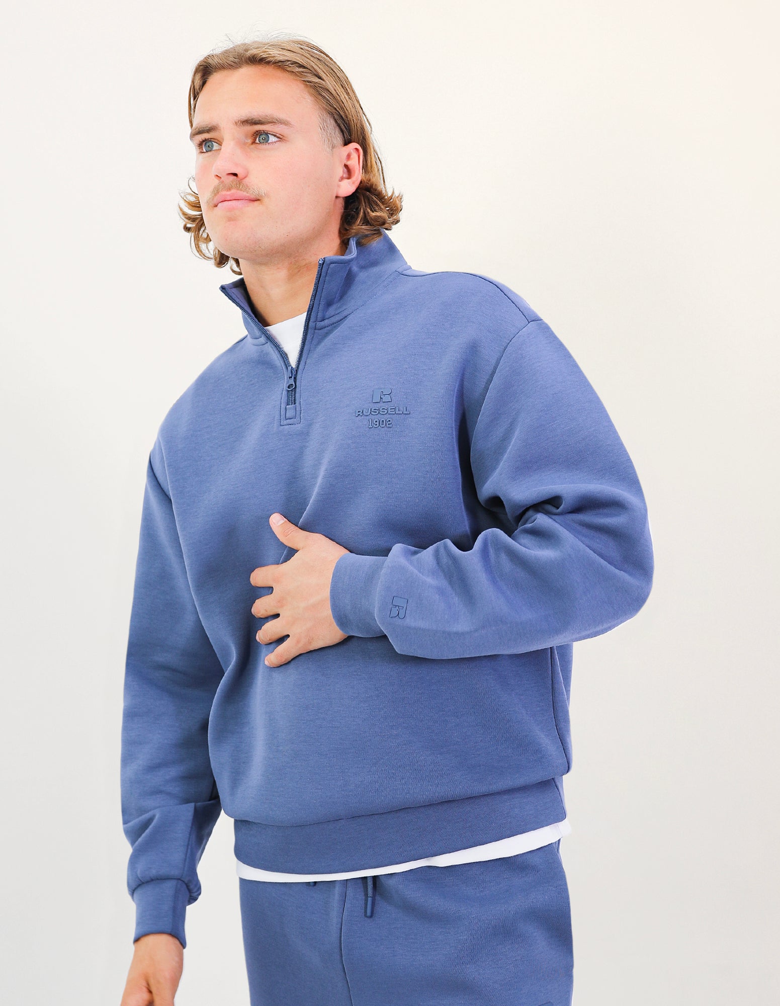 Russell Athletic Australia R Tech Leisure Men's Quarter Zip - Denim Blue True Since 1902