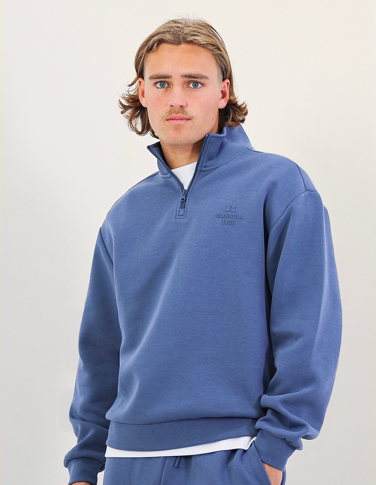 Russell Athletic Australia R Tech Leisure Men's Quarter Zip - Denim Blue True Since 1902