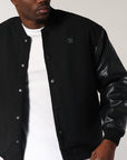 Men's R Logo Melton Varsity Jacket - Black