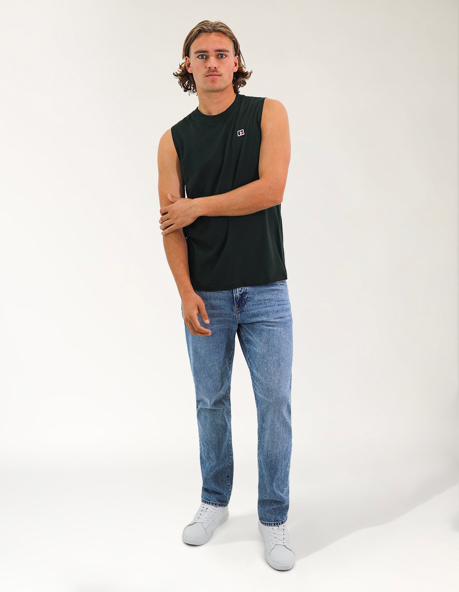 R Logo Men's Muscle Tee - Dark Forest