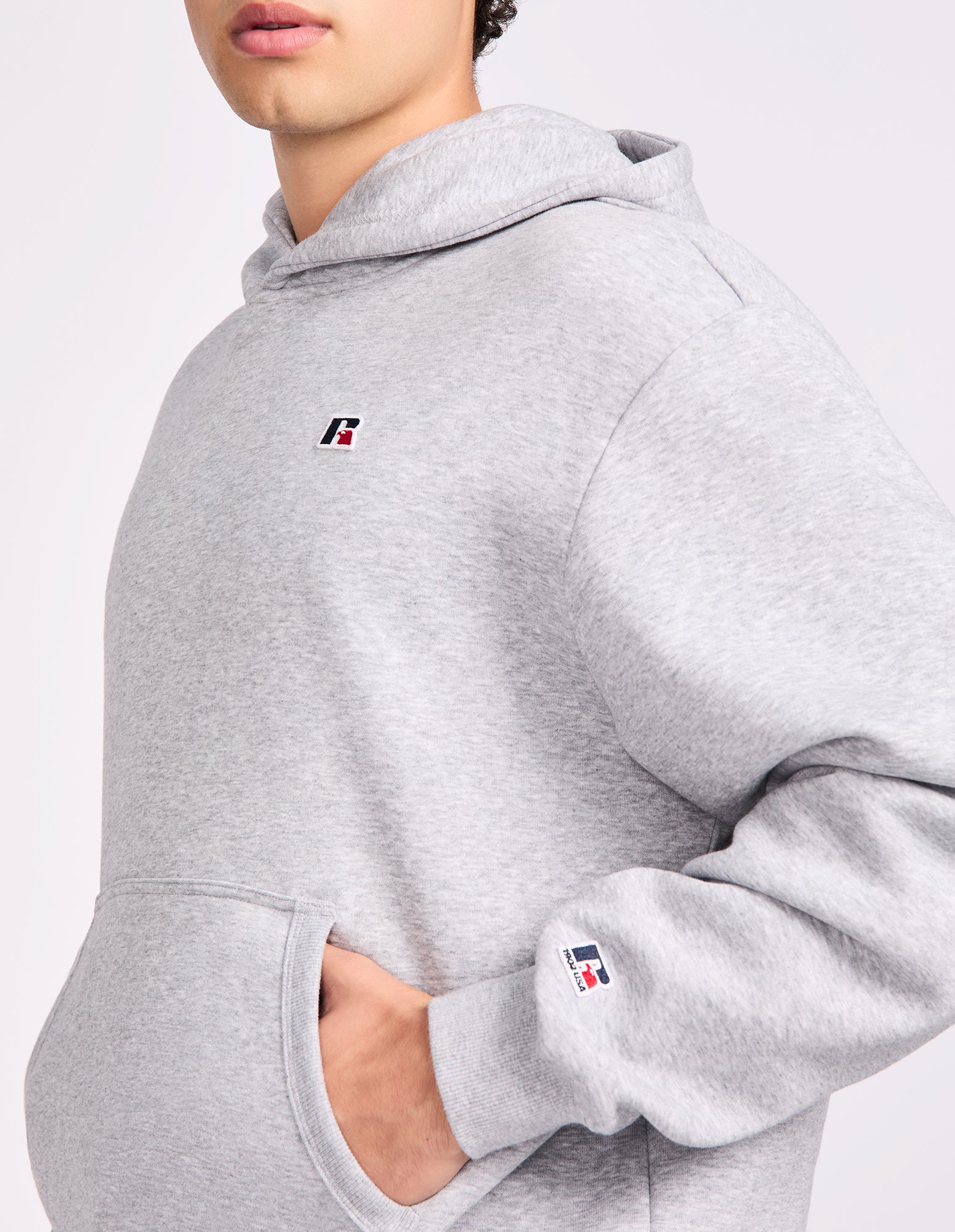 R Logo Crossover Men's Hoodie - Grey Marle