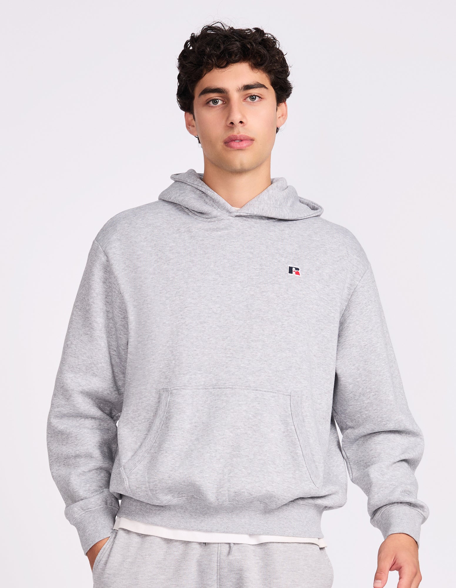 R Logo Crossover Men's Hoodie - Grey Marle