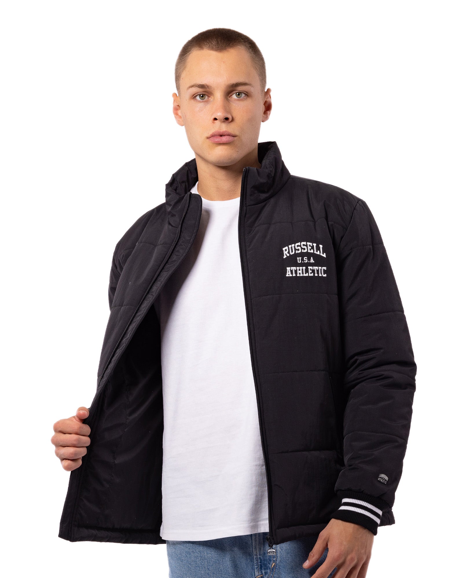 Russell Athletic Australia Men's Klute Puffer Jacket - Black True Since 1902