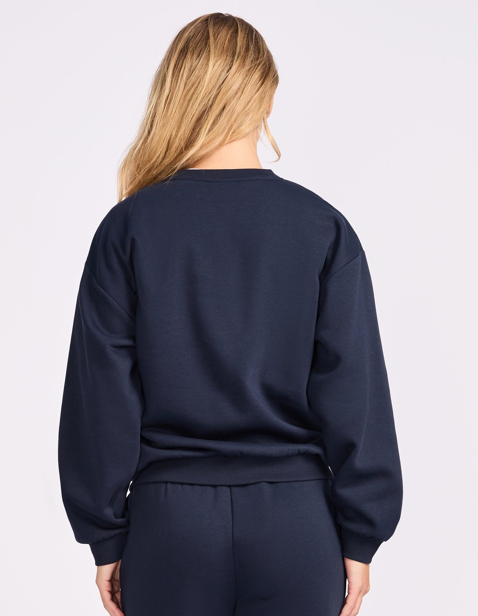 Russell Athletic Australia R Logo Fleece Womens Crew - Michigan Navy True Since 1902