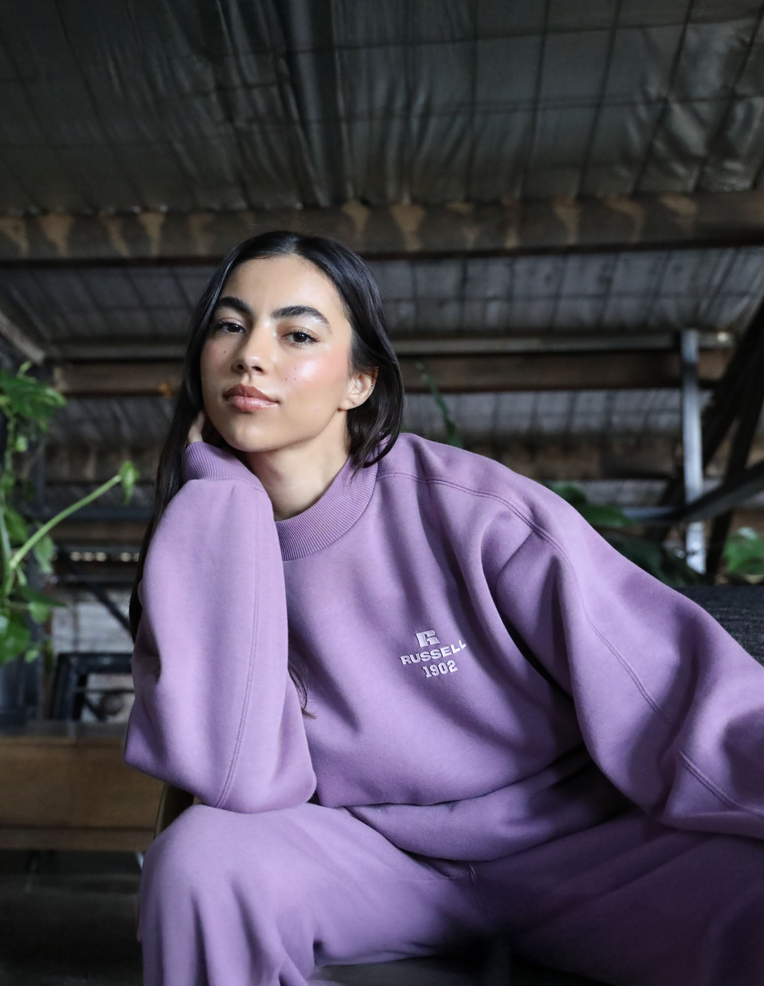 Russell Athletic Australia Womens 1902 Trio Mock Neck - Elderberry True Since 1902