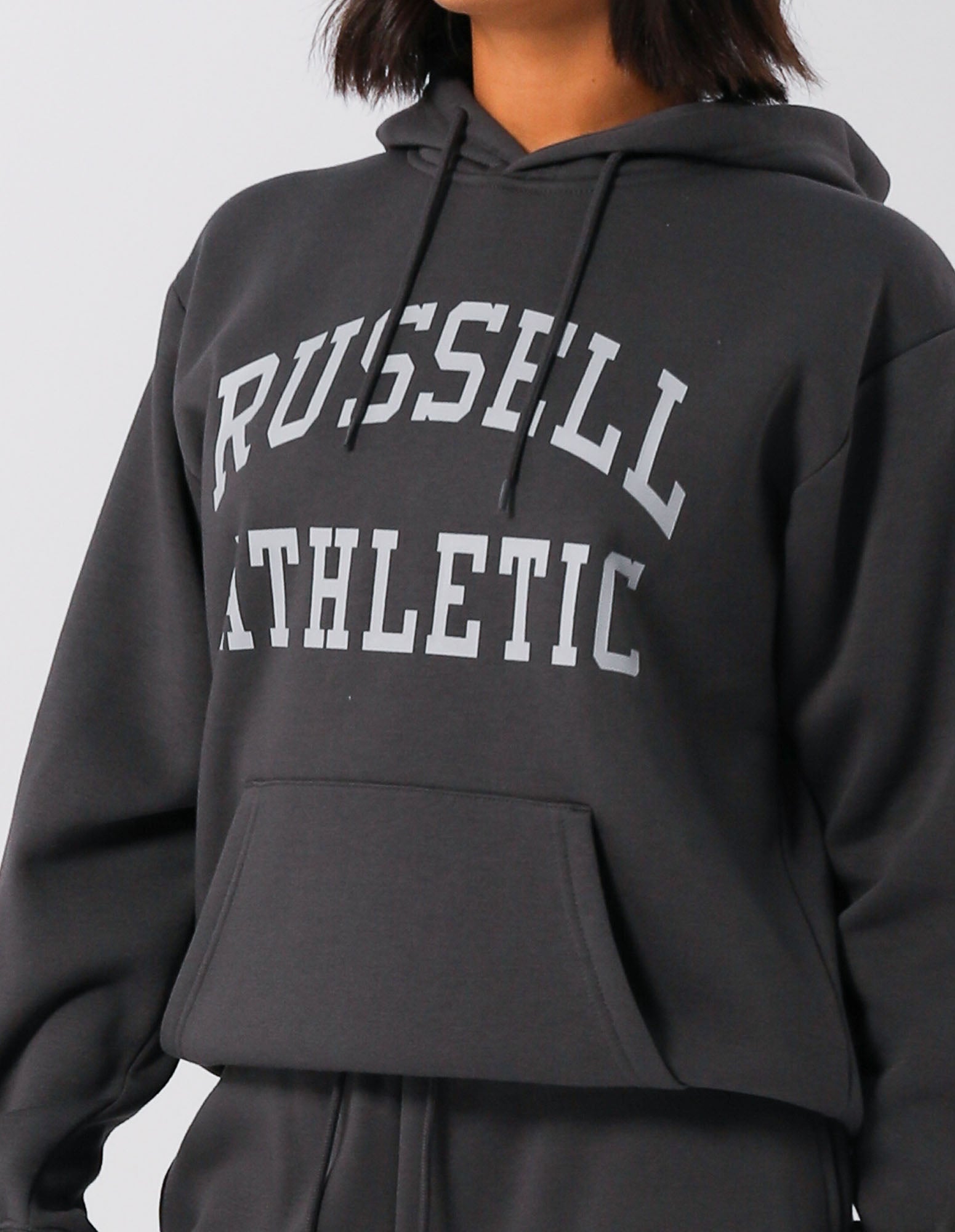 Russell Athletic Australia Womens Arch Logo Hoodie - Dark Grey True Since 1902