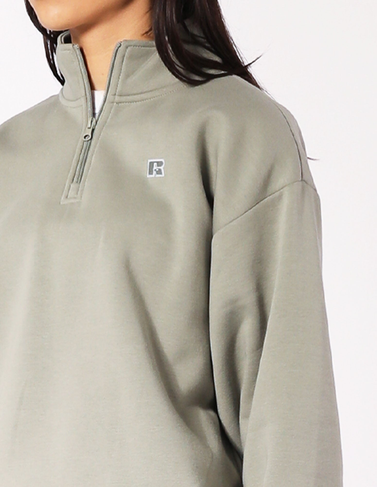 Russell Athletic Australia Women's R Logo Quarter Zip Fleece - Shadow True Since 1902