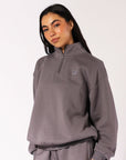 Women's R Logo Quarter Zip Fleece Top - Shark