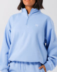 Russell Athletic Australia Womens R Logo 1/4 Zip - Clear sky blue True Since 1902