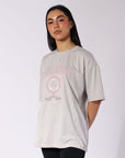Russell Athletic Australia Women's R Logo French Terry Oversized Tee - Antarctica White True Since 1902