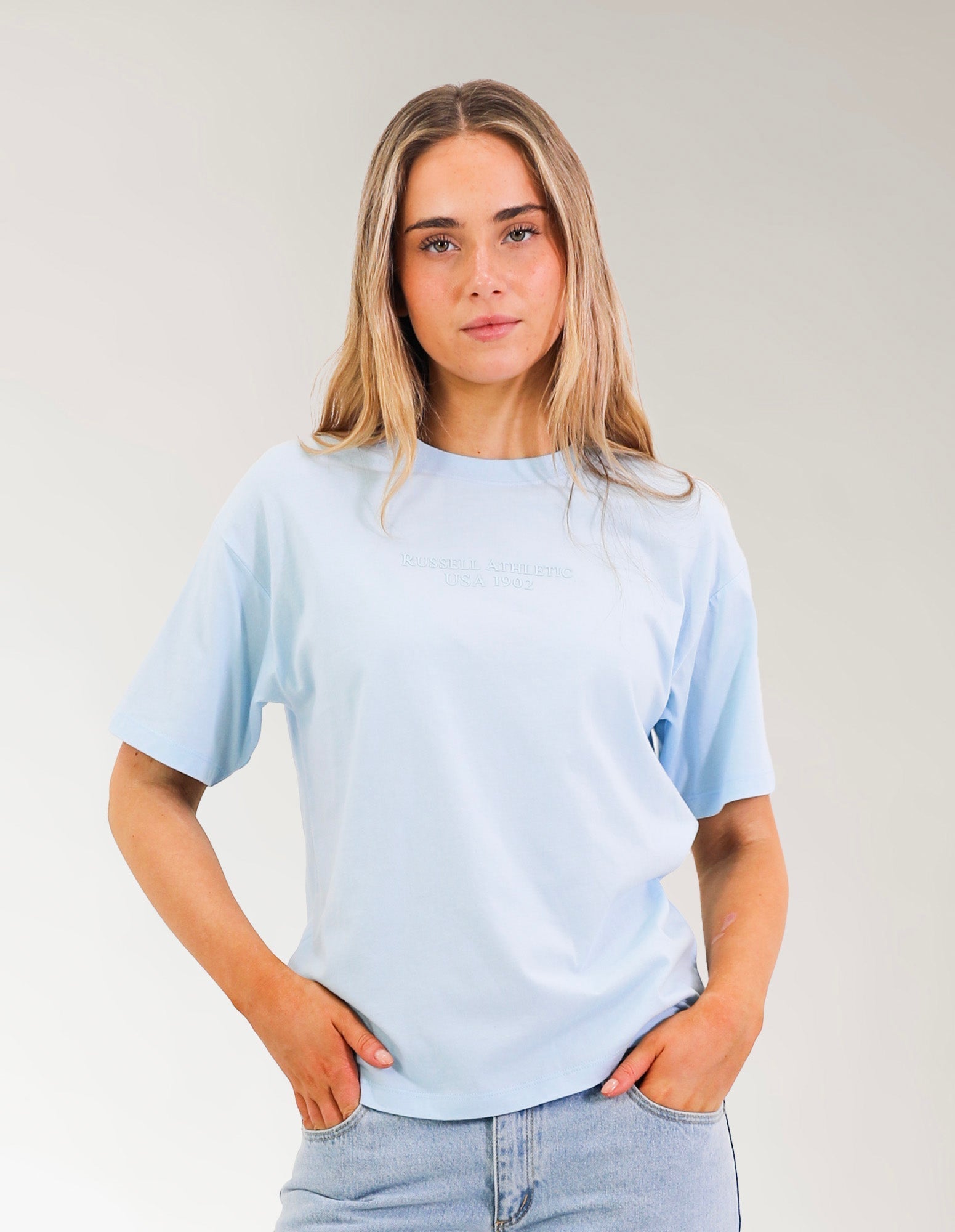 Russell Athletic Australia Women's Tee - Blue Breeze True Since 1902