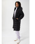 Womens Longline Black Puffer Jacket