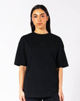 Russell Athletic Australia Women's Oversized Tonal Logo Black Tee | Russell Athletic True Since 1902