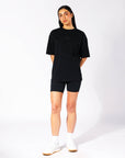 Russell Athletic Australia Women's Oversized Tonal Logo Black Tee | Russell Athletic True Since 1902