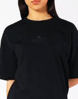 Russell Athletic Australia Women's Oversized Tonal Logo Black Tee | Russell Athletic True Since 1902