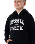 Russell Athletic Australia Kid's Arch Heritage Unisex Youth Hoodie - Black True Since 1902