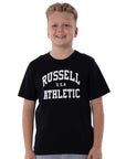 Russell Athletic Australia Kid's Arch Heritage Unisex Youth T-Shirt - Black True Since 1902