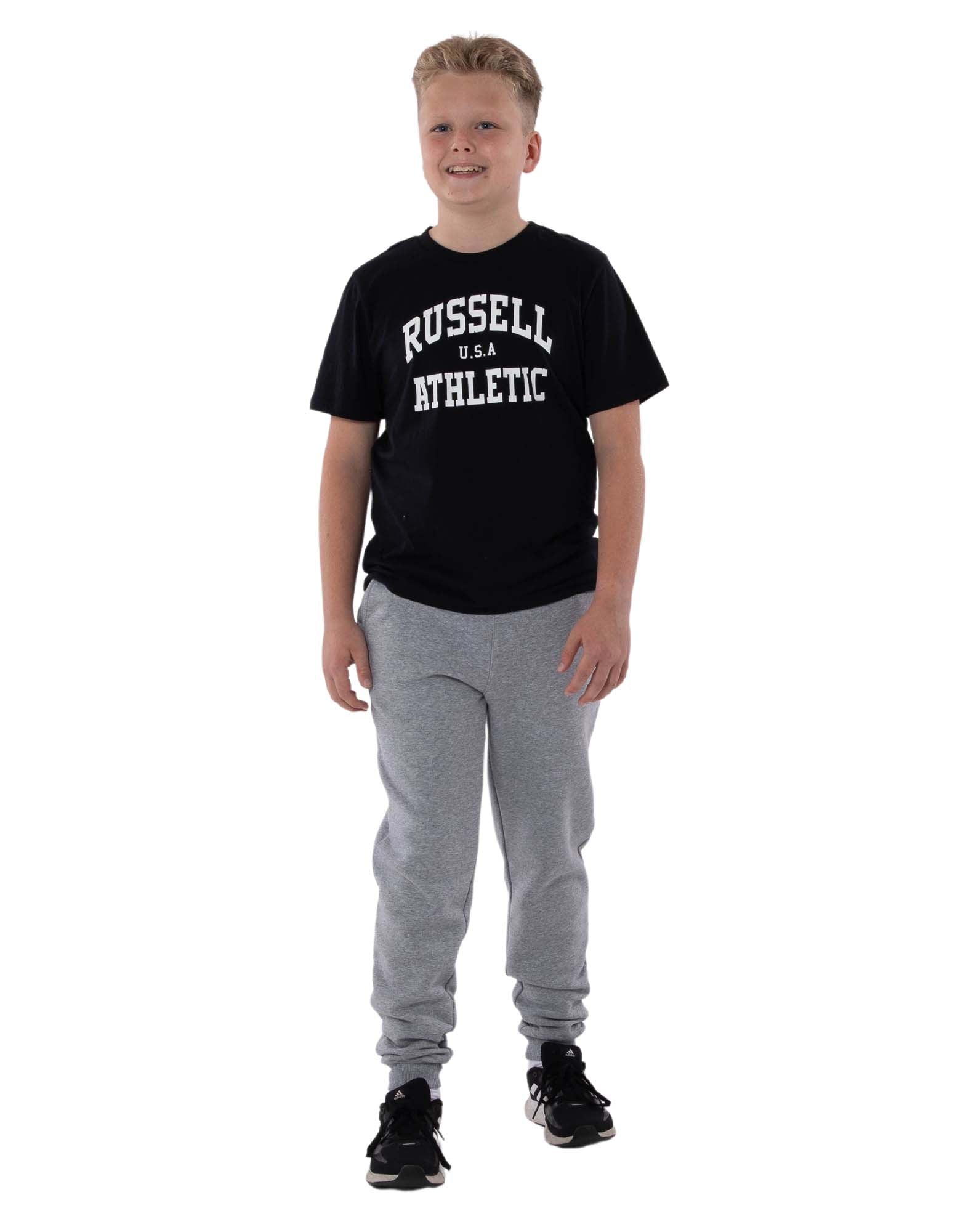 Russell Athletic Australia Kid's Arch Heritage Unisex Youth T-Shirt - Black True Since 1902