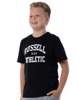 Russell Athletic Australia Kid's Arch Heritage Unisex Youth T-Shirt - Black True Since 1902