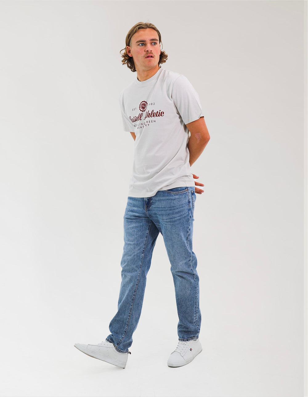 Russell Athletic Australia Mini Seal Mens Tee - Stone True Since 1902