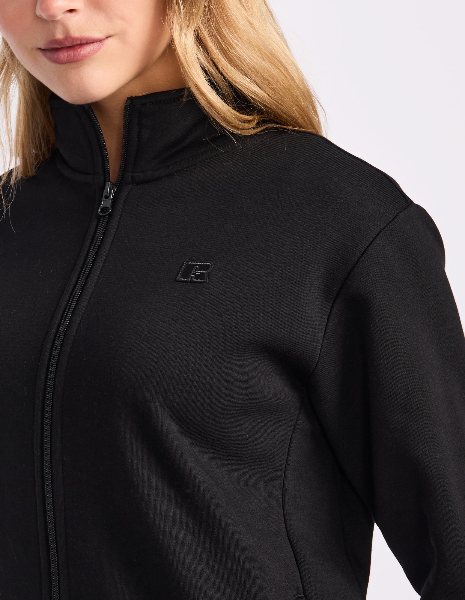 R Logo Trucker Zip Through Womens Jacket - Black