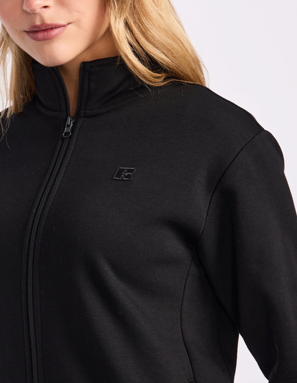 R Logo Trucker Zip Through Womens Jacket - Black