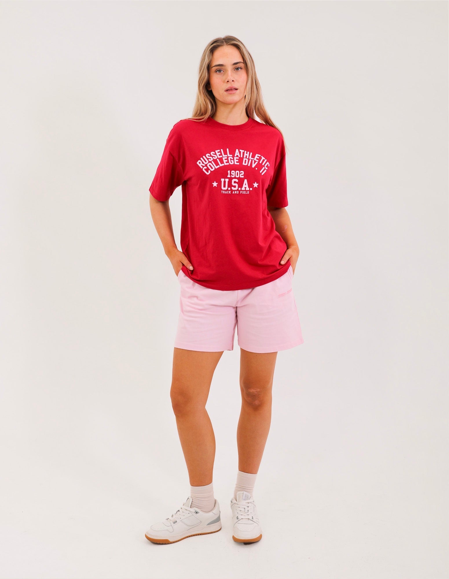 Womens Linear Rugby Short - Pink Tulle