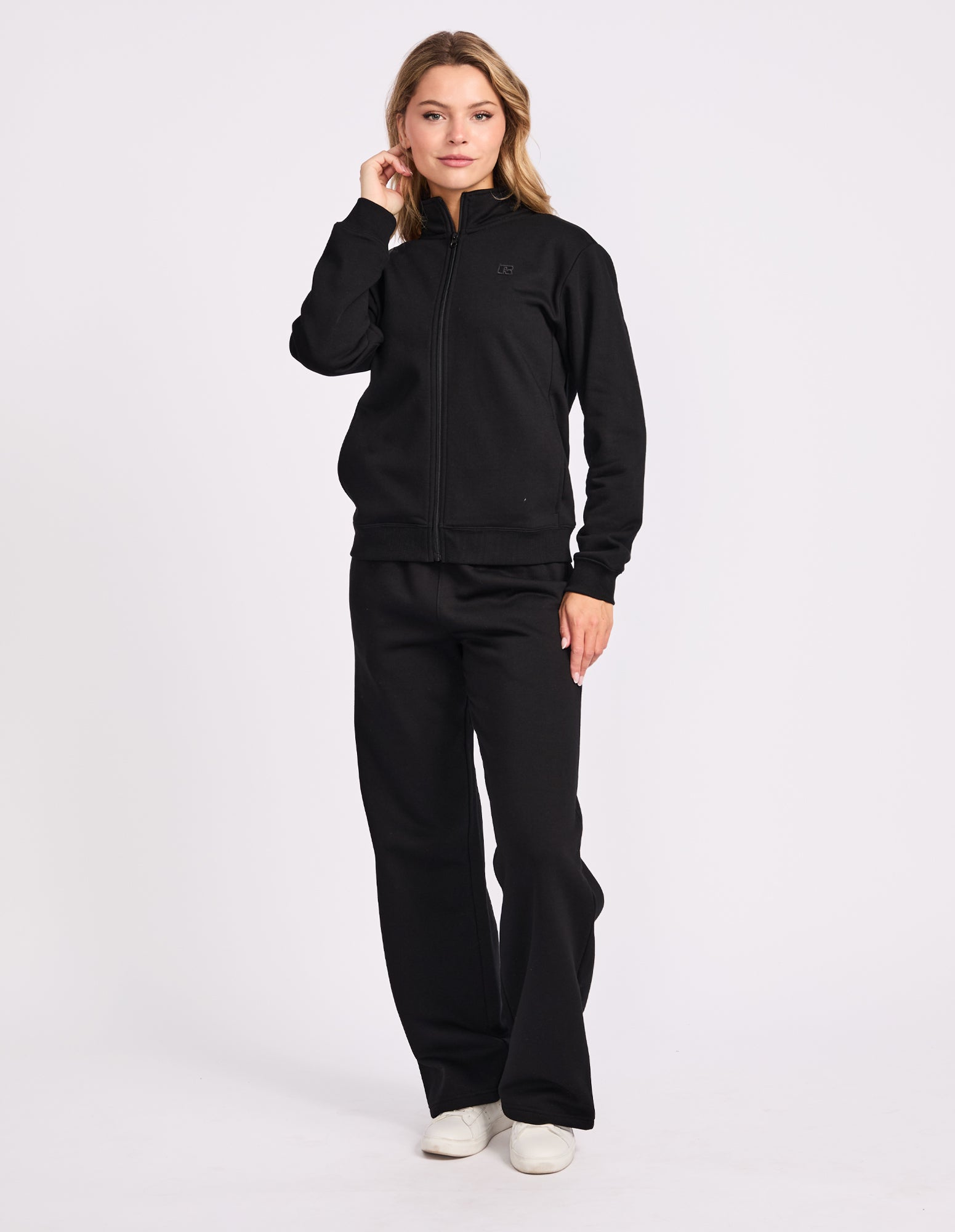 R Logo Trucker Zip Through Womens Jacket - Black