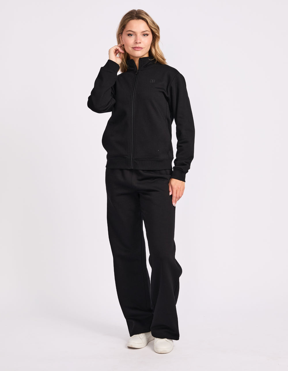 R Logo Trucker Zip Through Womens Jacket - Black