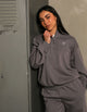 Women's R Logo Quarter Zip Fleece Top - Shark