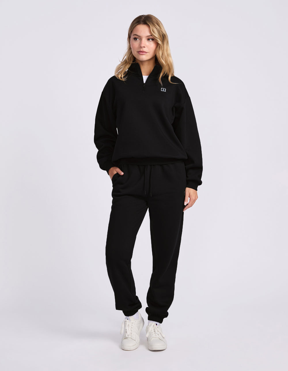 R Logo Women's Quarter Zip - Black