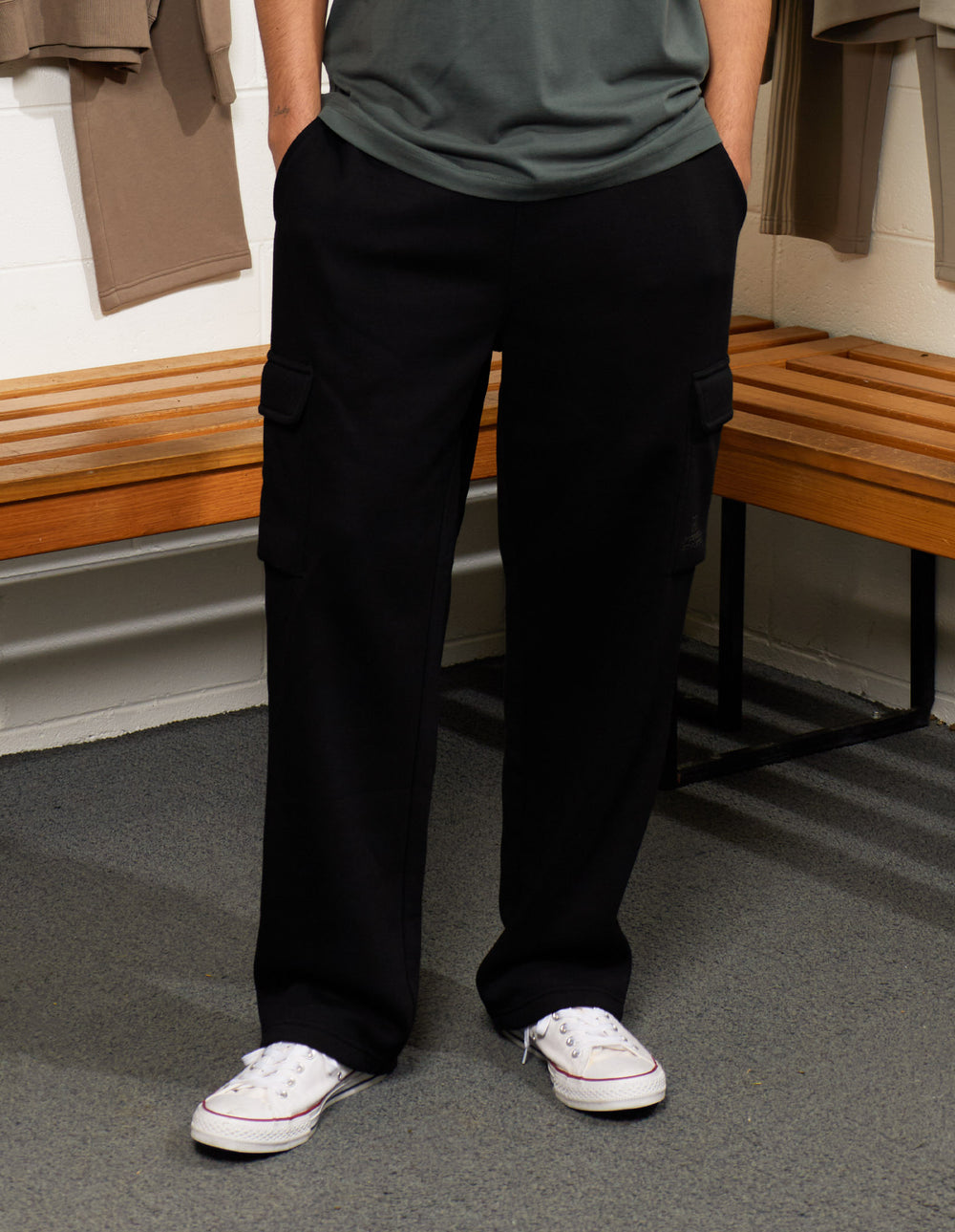 Brooklyn Men's Open Leg Cargo Trackpant - Black