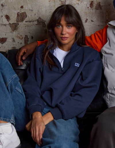 R Logo Women's Quarter Zip - Michigan Navy