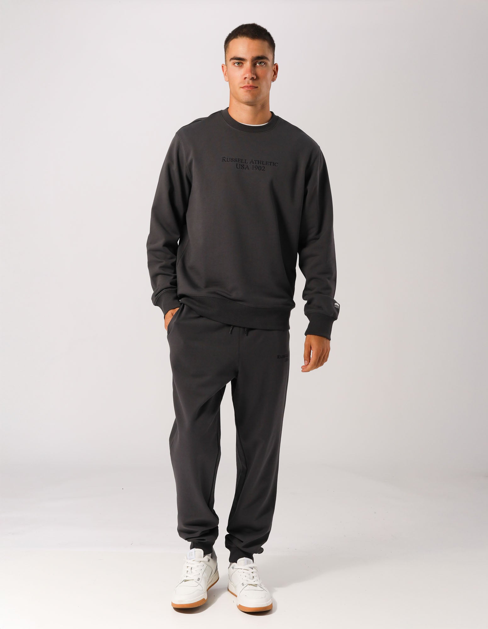Russell Athletic Australia Men's USA 1902 Cuff Trackpant - Dark Grey True Since 1902