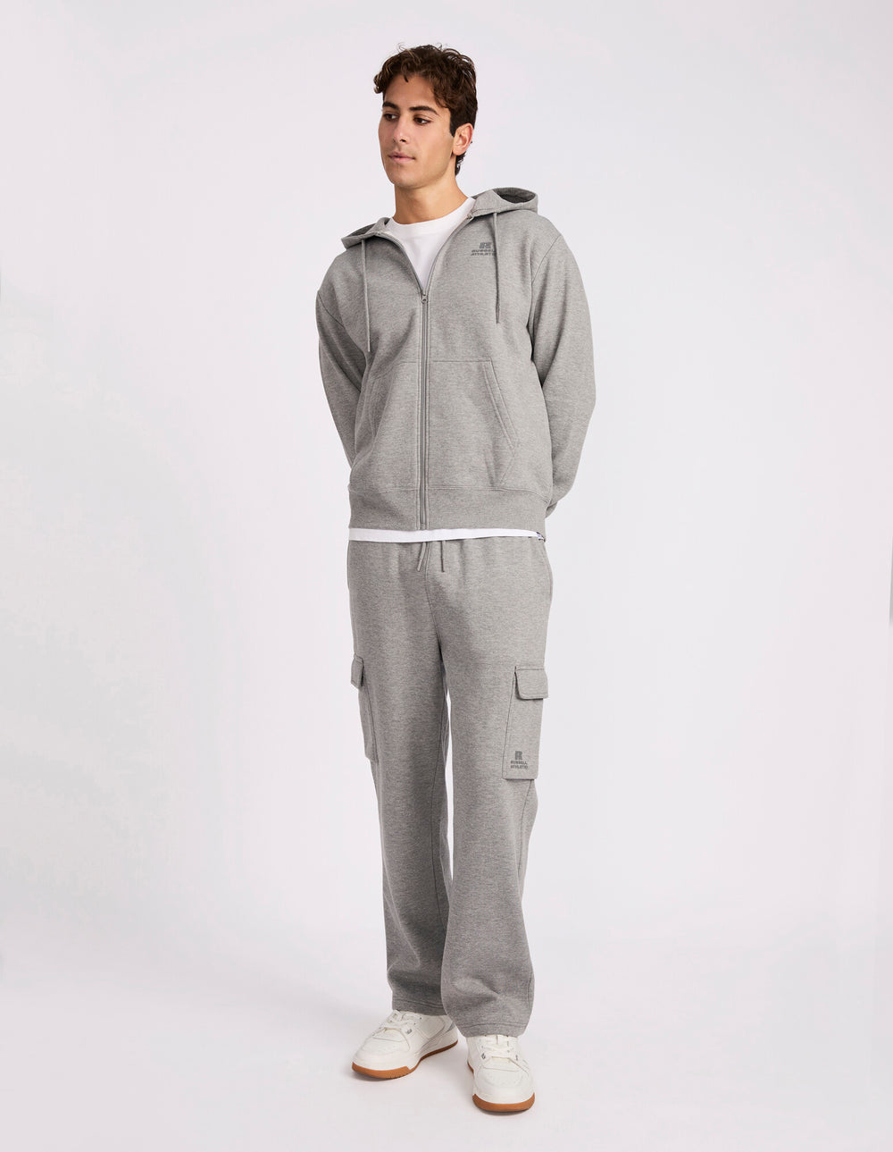 Brooklyn Men's Open Leg Cargo Trackpant - Mid Grey Marle