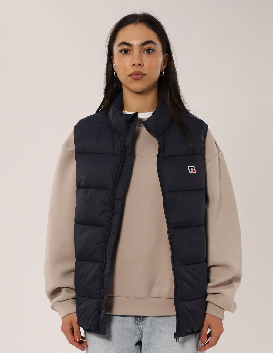 Unisex R Logo Lightweight Packable Puffer Vest - Michigan Navy