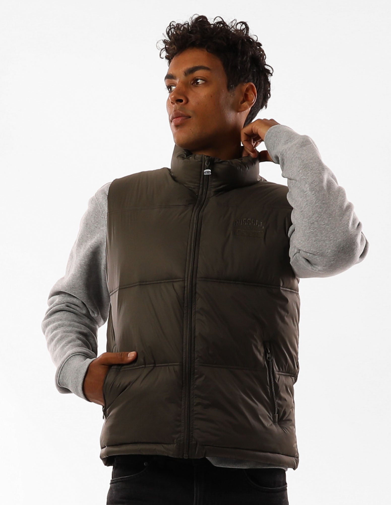 Russell Athletic Australia Men's Kennedy Puffer Vest - Olive True Since 1902