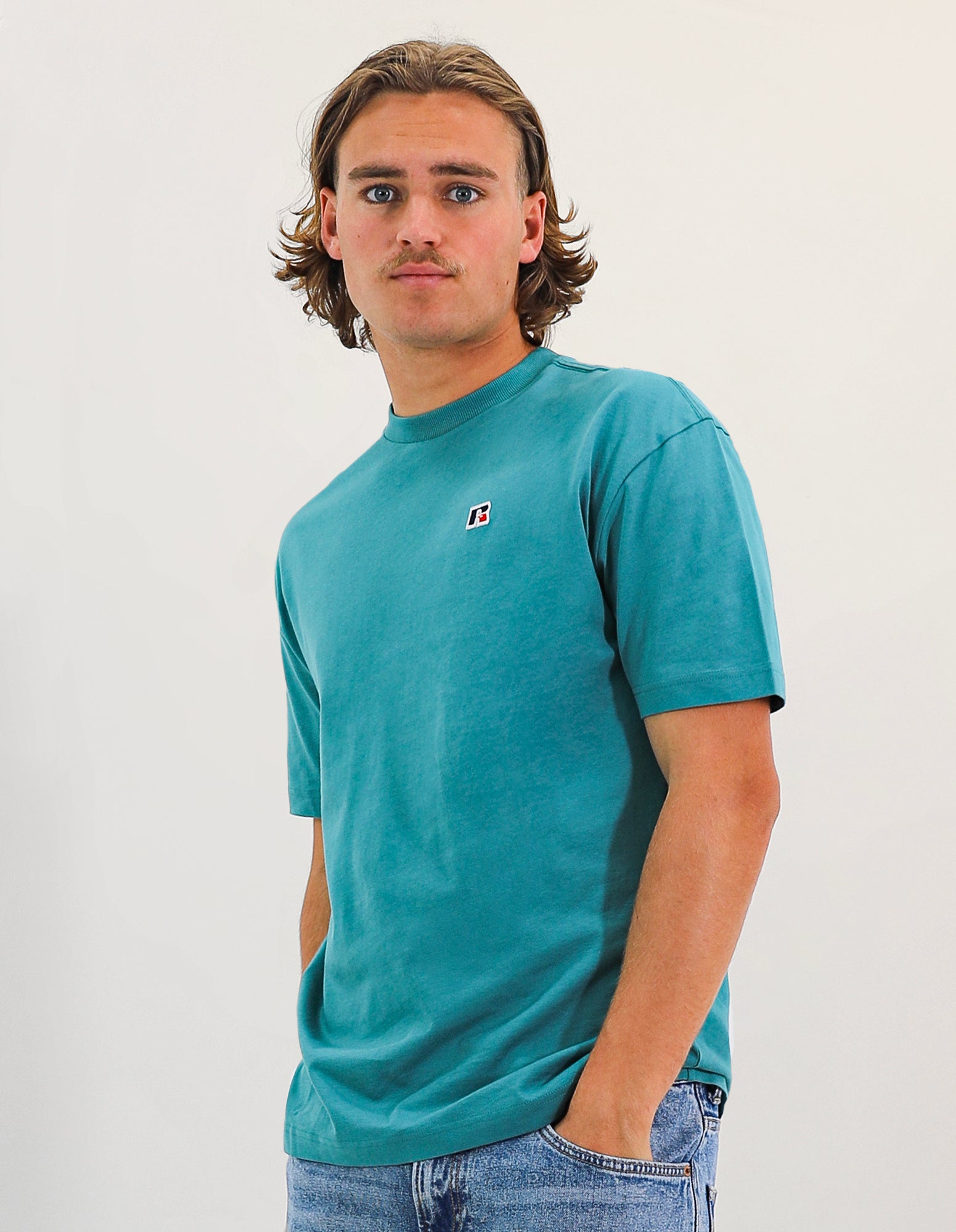 R Logo Oversize Men's Tee - Brittany Blue